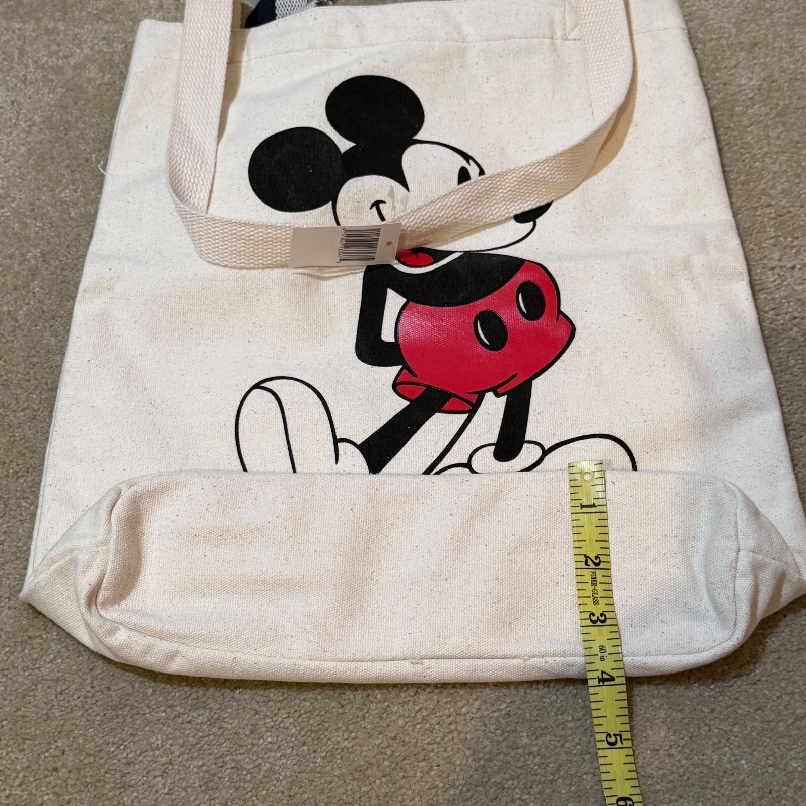NEW DISNEY WORLD CLASSIC MICKEY MOUSE CANVAS TOTE BAG WITH HAND/SHOULDER STRAPS