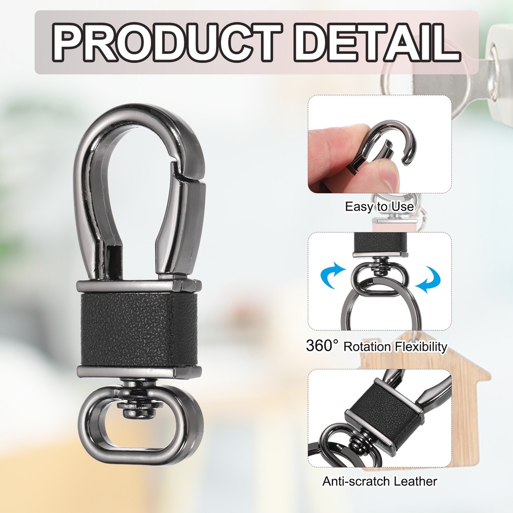 4 Pcs Metal Keychain Key Clip Hook, Black/Multicolor