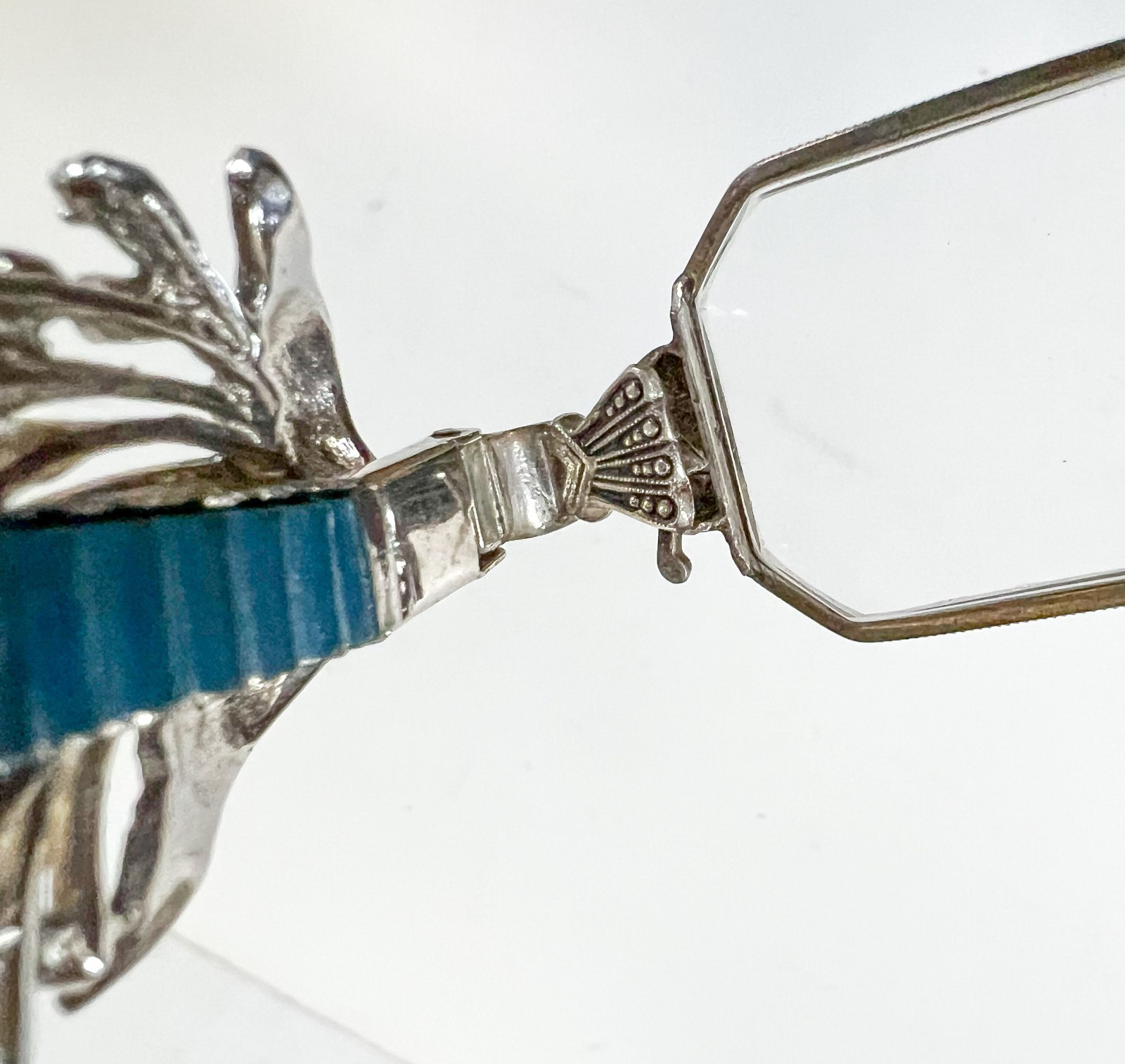 West German 835 Silver Marcasite Folding Lorgnette c1950-60