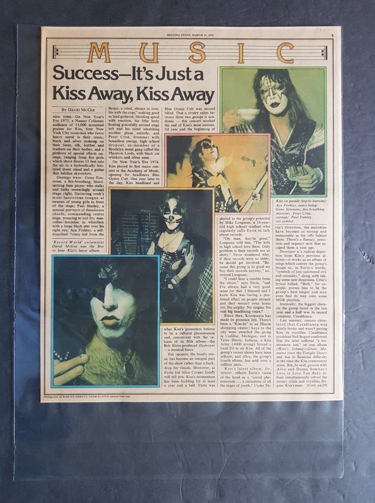 Kiss 2 Page Article Magazine Clippings