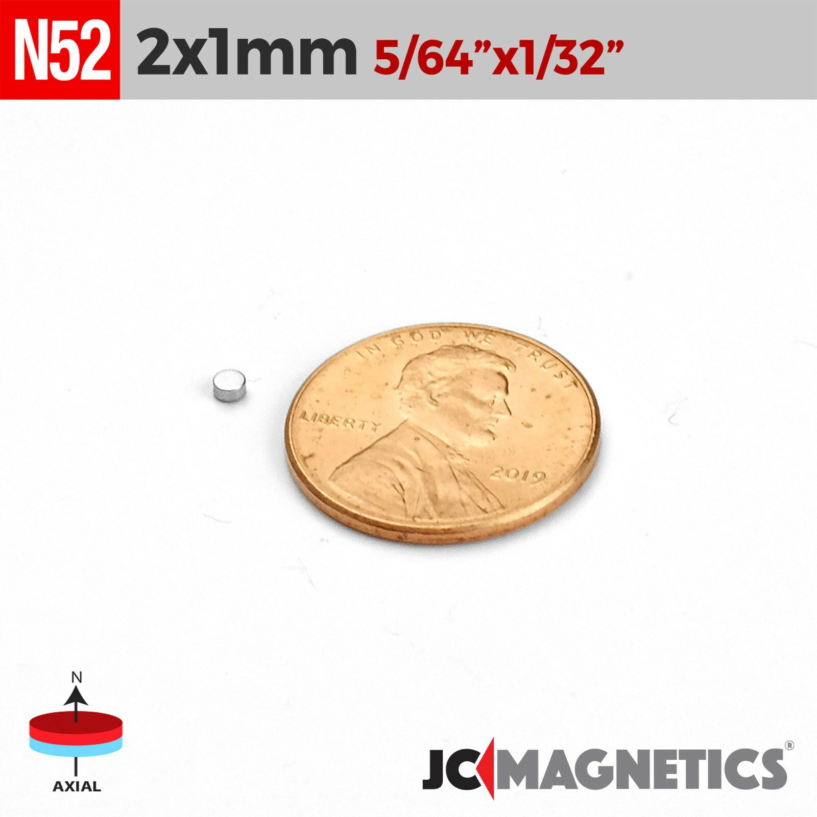 2mm x 1mm 5/64"x1/32" N52 Strong Rare Earth Neodymium Small Magnet Disc 2x1mm