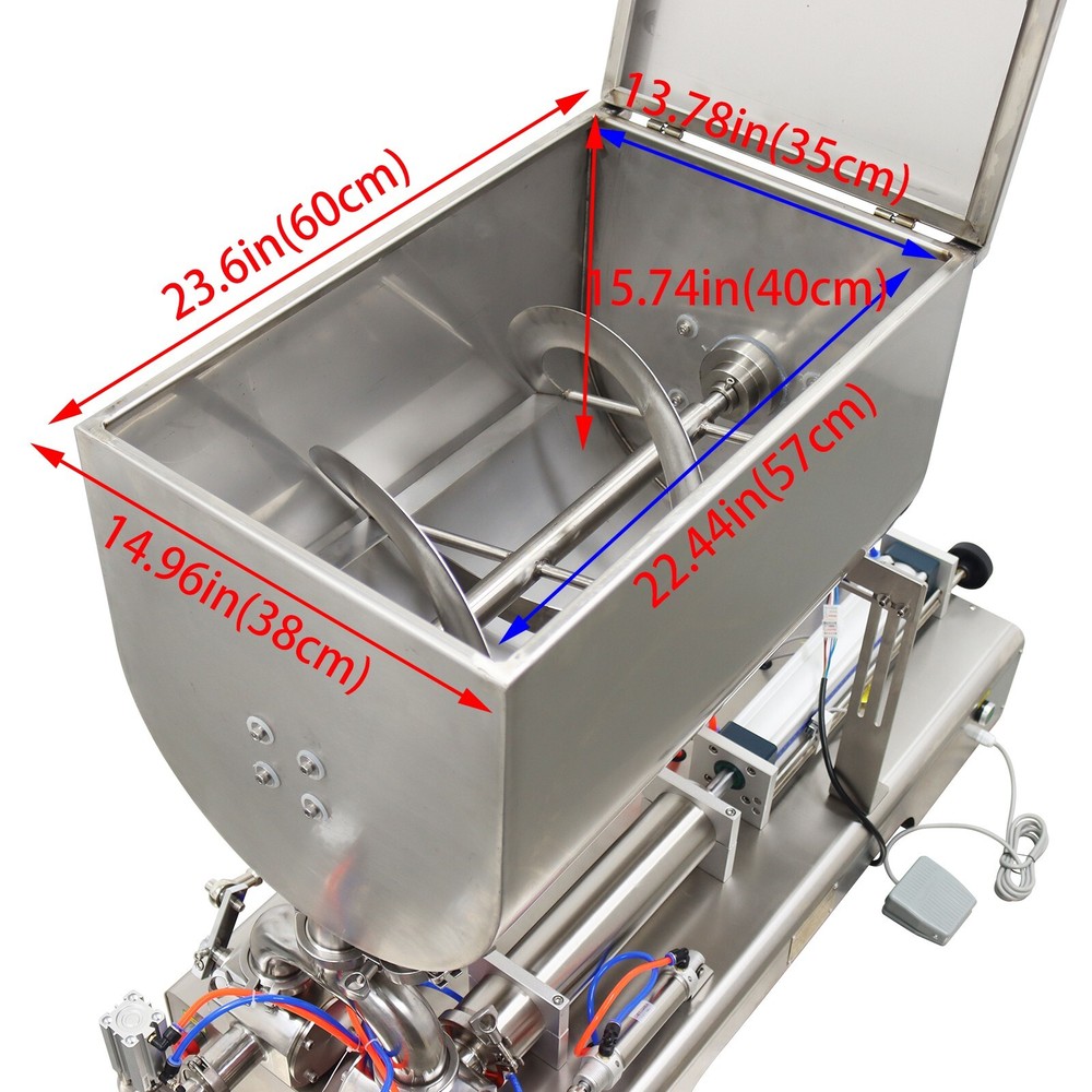 Double Nozzle 100-1000ml Paste Liquid Filling Machine w/Horizontal Mixing Hopper
