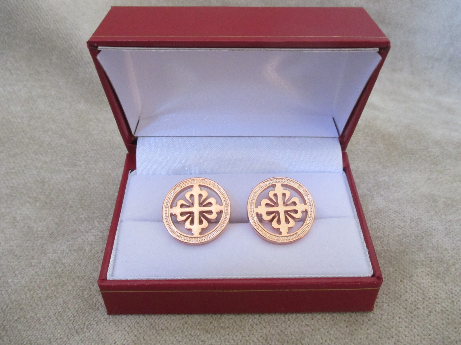 Genuine Patek Philippe Coin Edge Concessionaires Cufflinks Rose Gold w/Gift Box