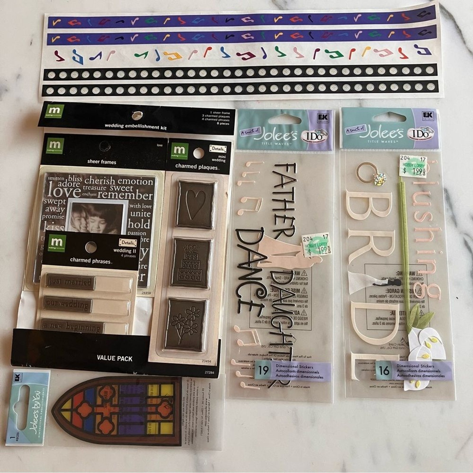 TLC 14 pgs Wedding Scrapbook Kit w/ coordinating stickers & embellishments black