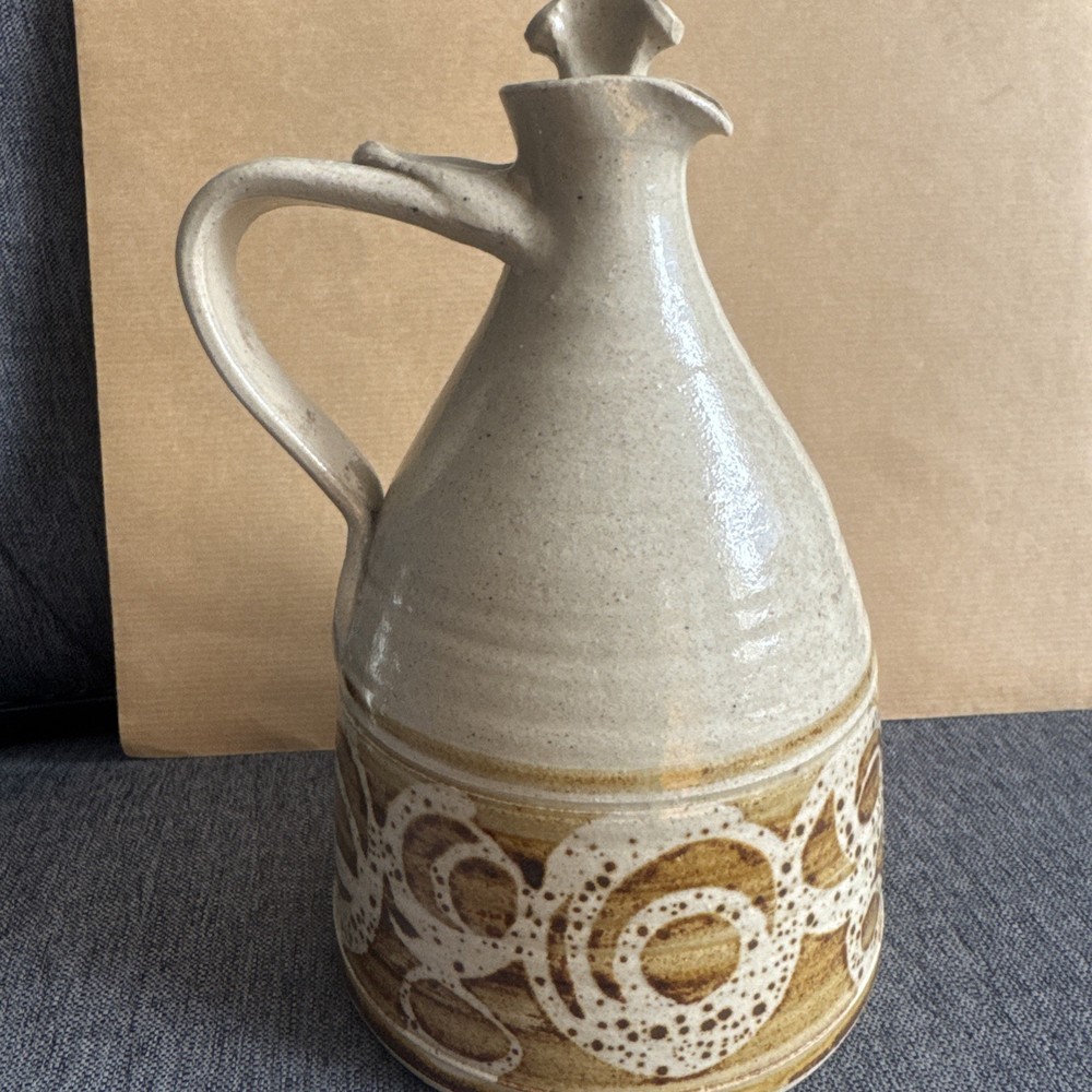 Vintage stoneware jug glazed studio pottery ￼