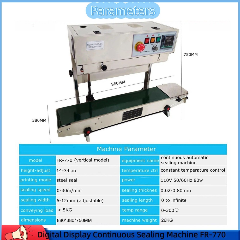 Digital Display Continuous Sealing Machine Film Sealer Packing Packaging