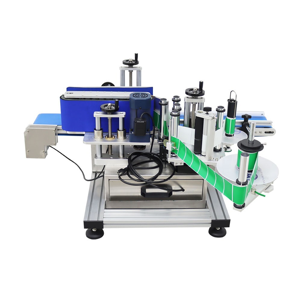 110V Automatic Conveyor Round Bottle Labeling Machine Label Applicator 4-10cm