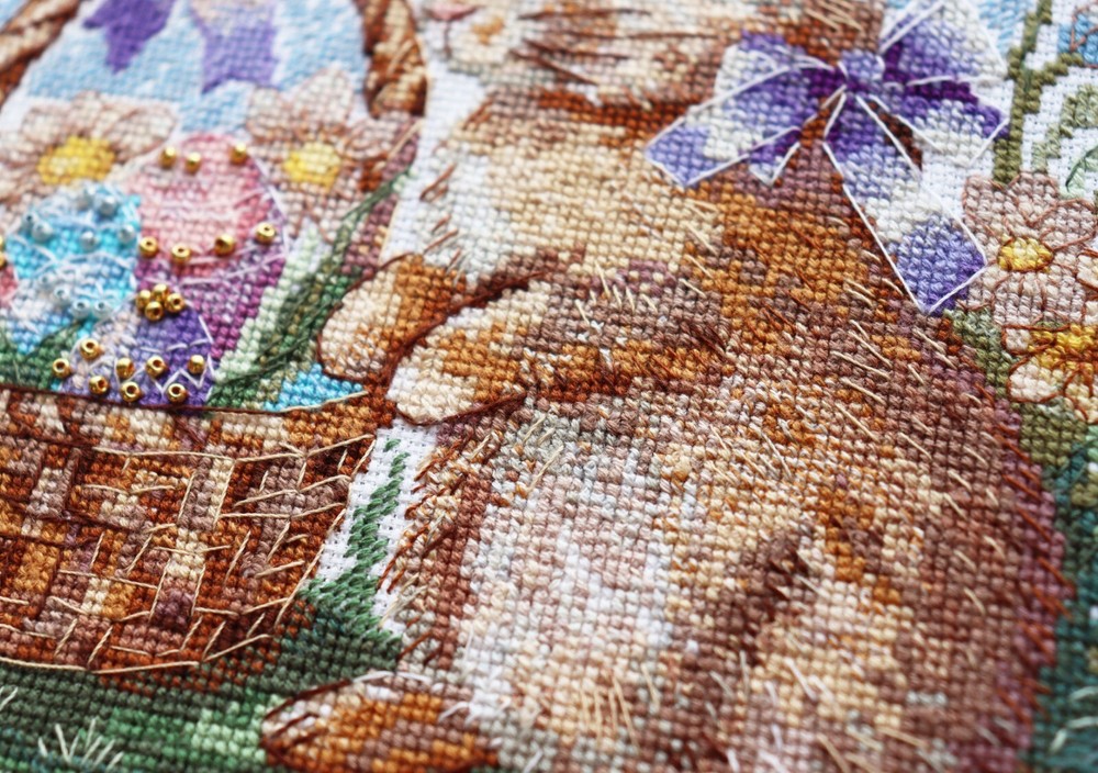 Cross Stitch Kit - Easter Bunny, Spring Rabbit, Needlepoint, DIY Craft KIT
