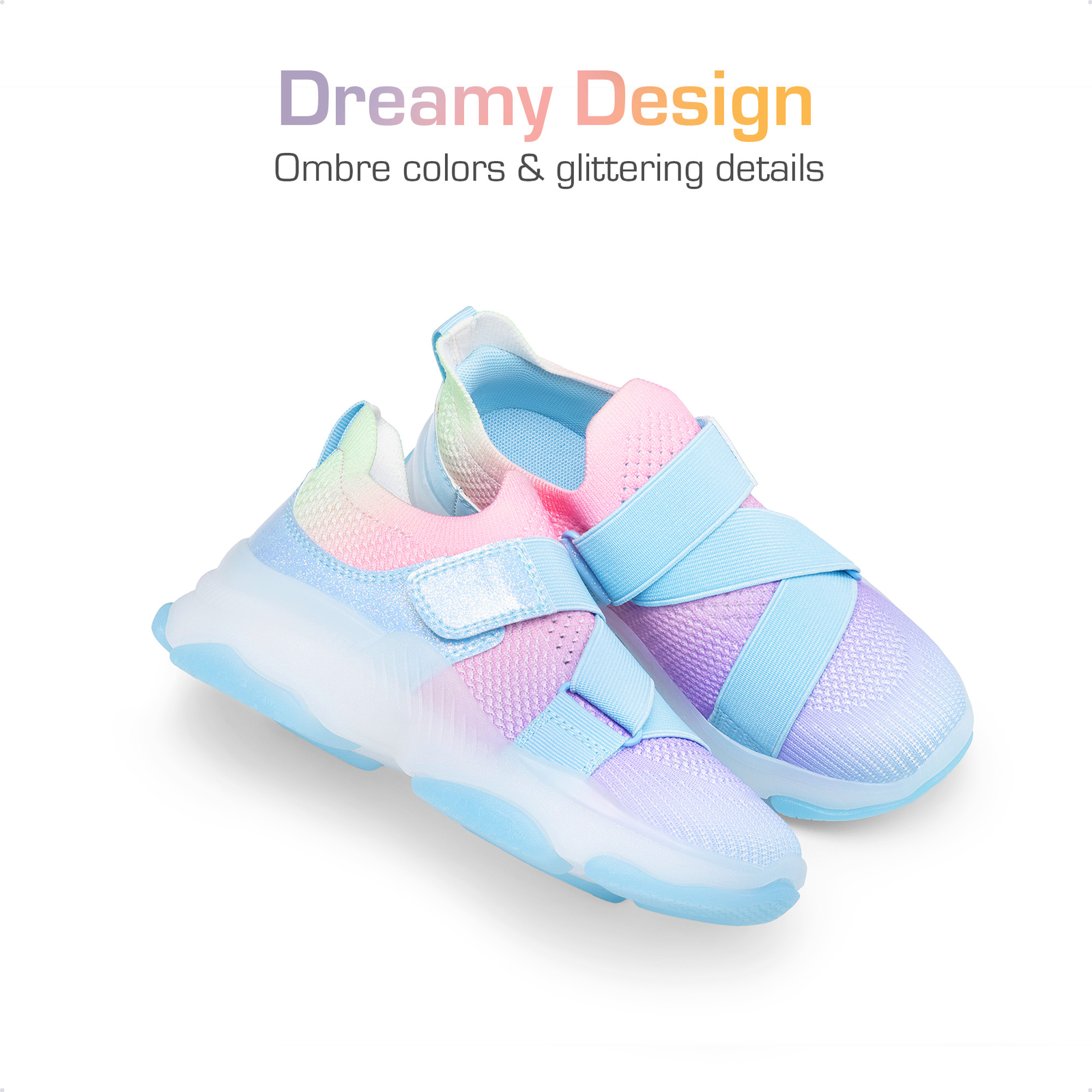 Kids Girls Jelly Sole Sneakers Comfortable Slip On Walking Casual Shoes Colorful