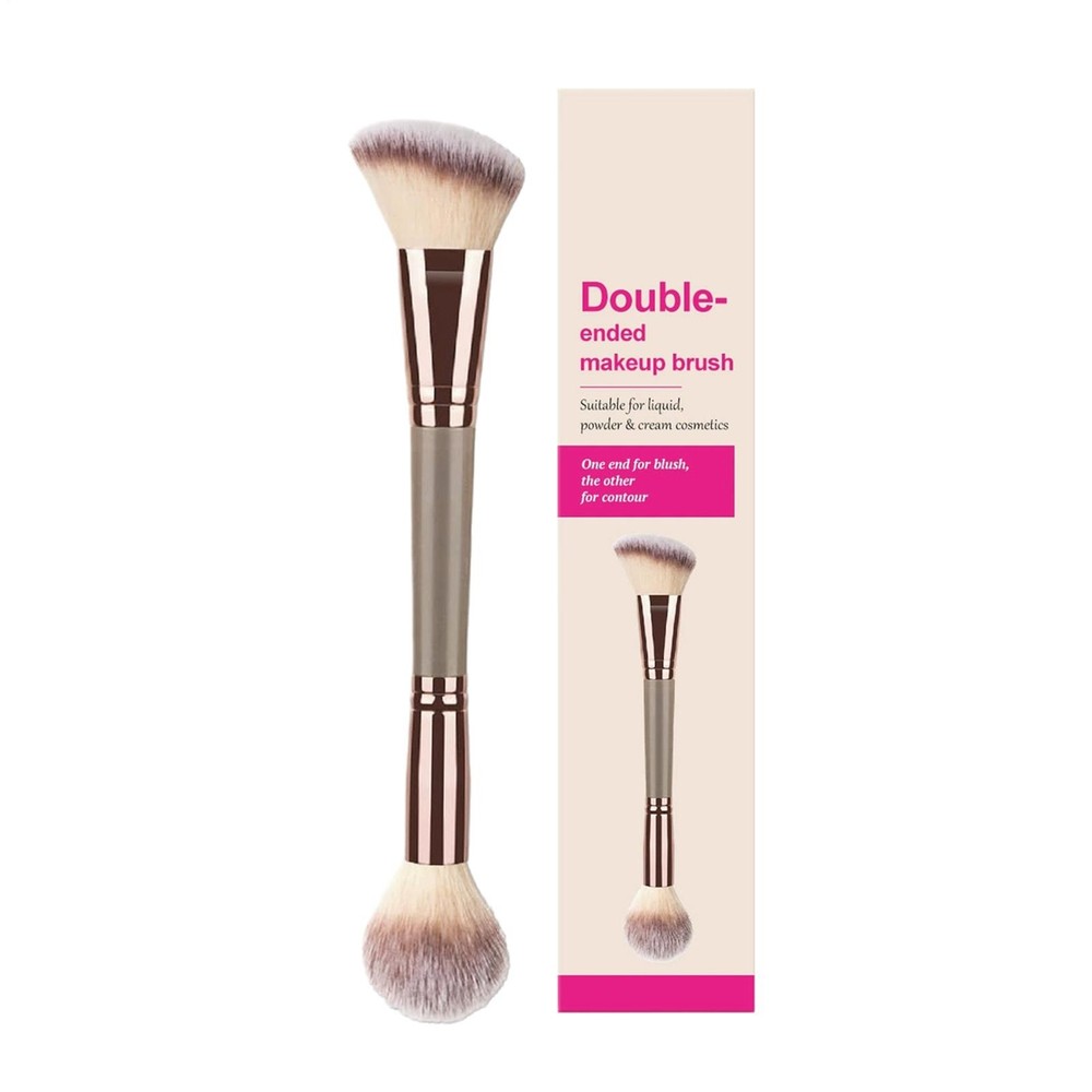 Double Ended Foundation Makeup Brush Angled Round Top For Liquid Cream Powder