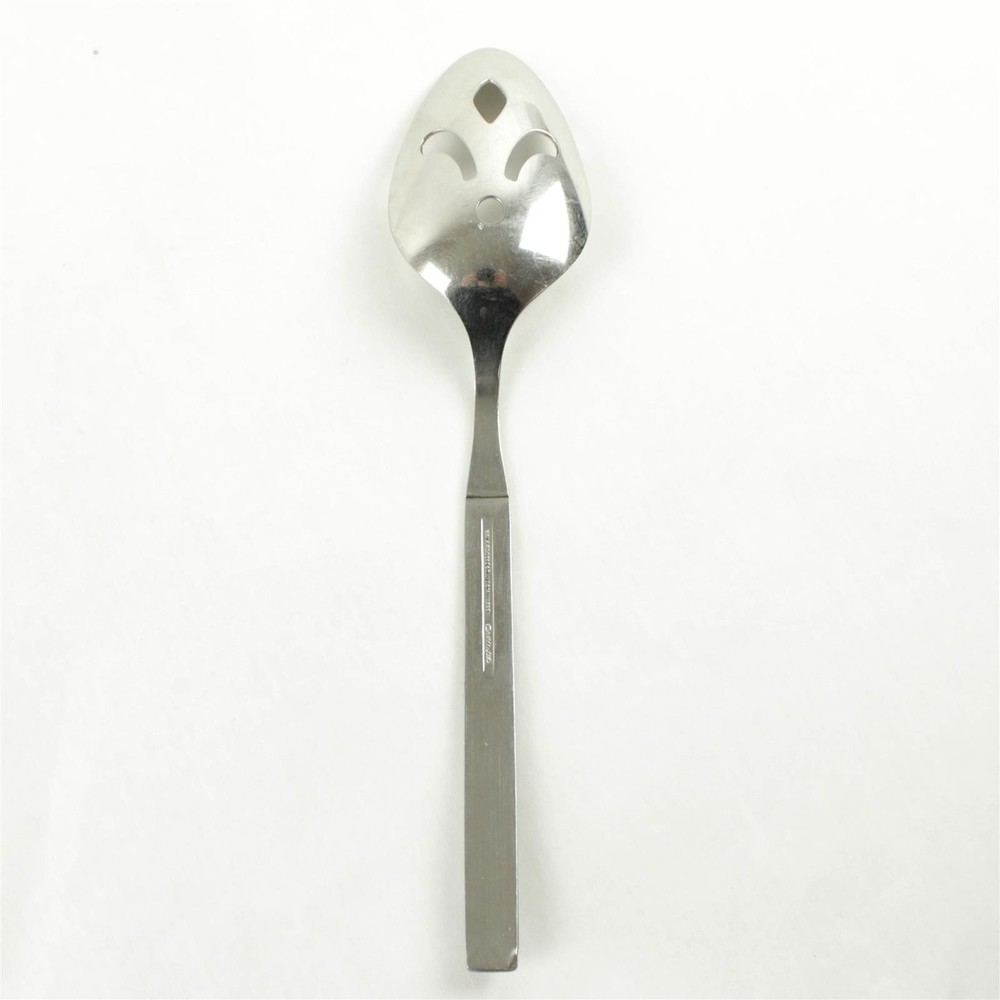 Oneida Silver Wm A Rogers SS Coliseum Pattern Pierced Serving Spoon 8.25" HTF
