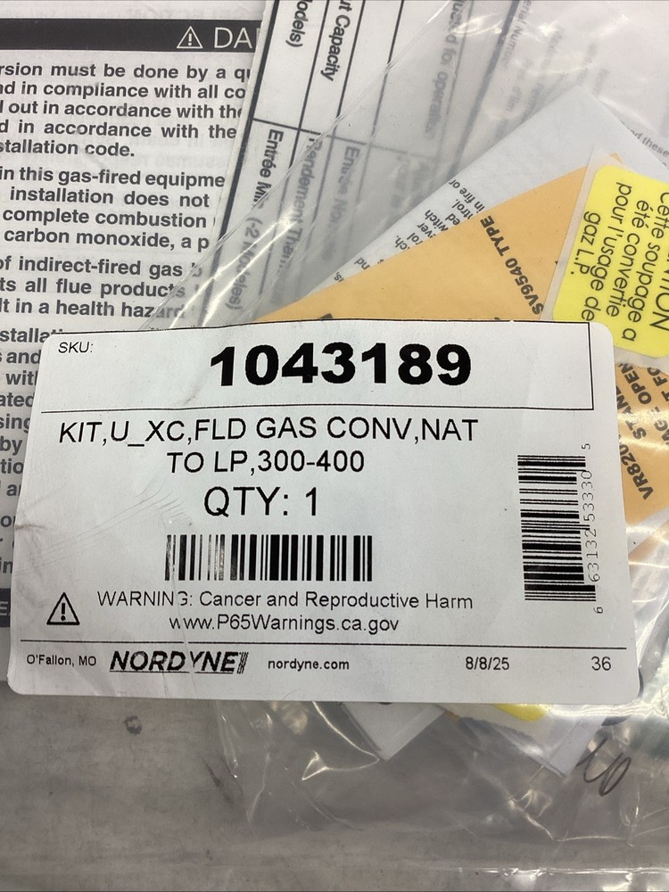 Reznor 1043189 Gas Conversion Kit