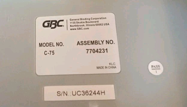 GBC CombBind C75 Manual Binding Machine Pre-owned, Combs Included