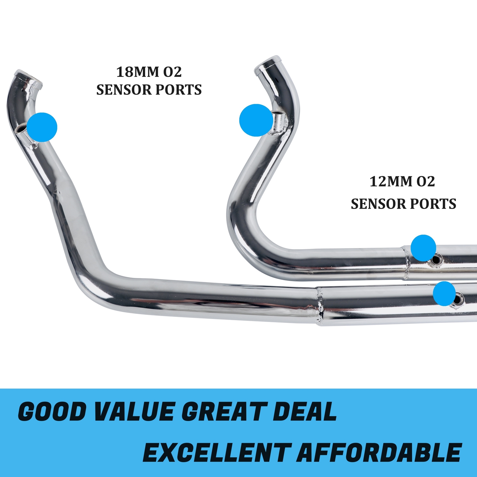 SHARKROAD Chrome 2 into 1 Exhaust Pipe 4" Muffler for Harley Touring 1995-2016