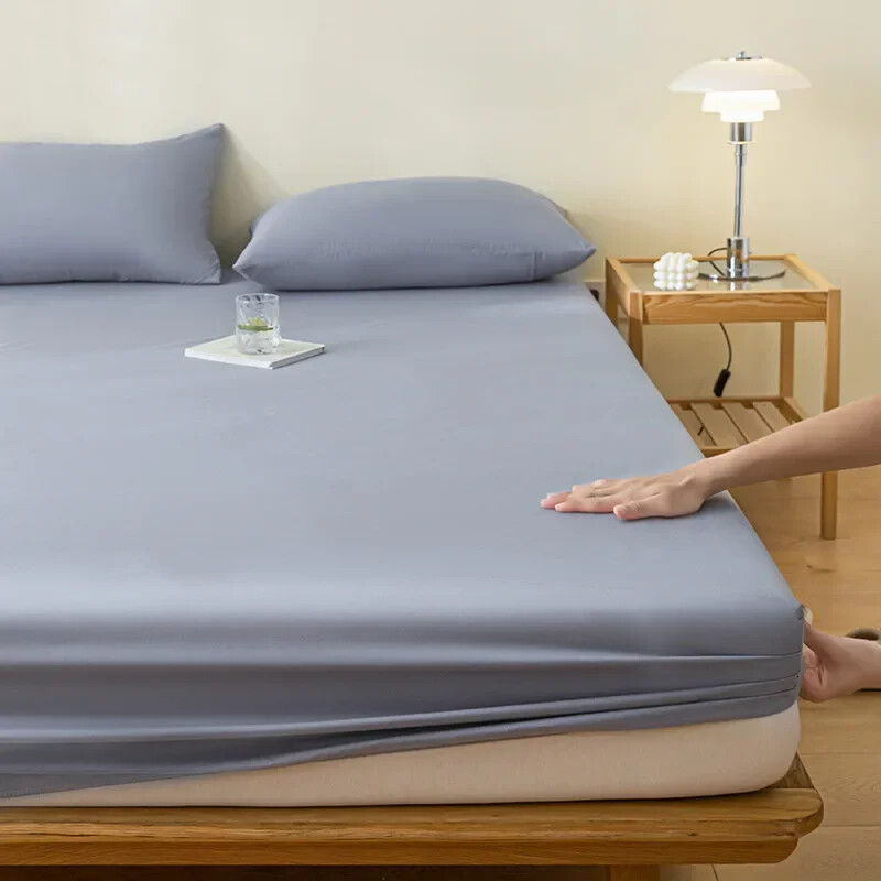 Solid Color Fitted Sheet Double Adjustable Mattress Cover Protector Elastic
