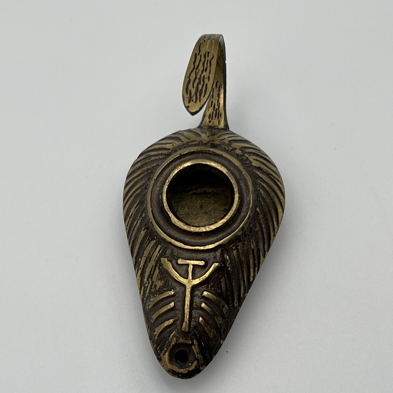 Vtg Brass Etched Incense Burner Holder Jerusalem Metal Decor Ornate