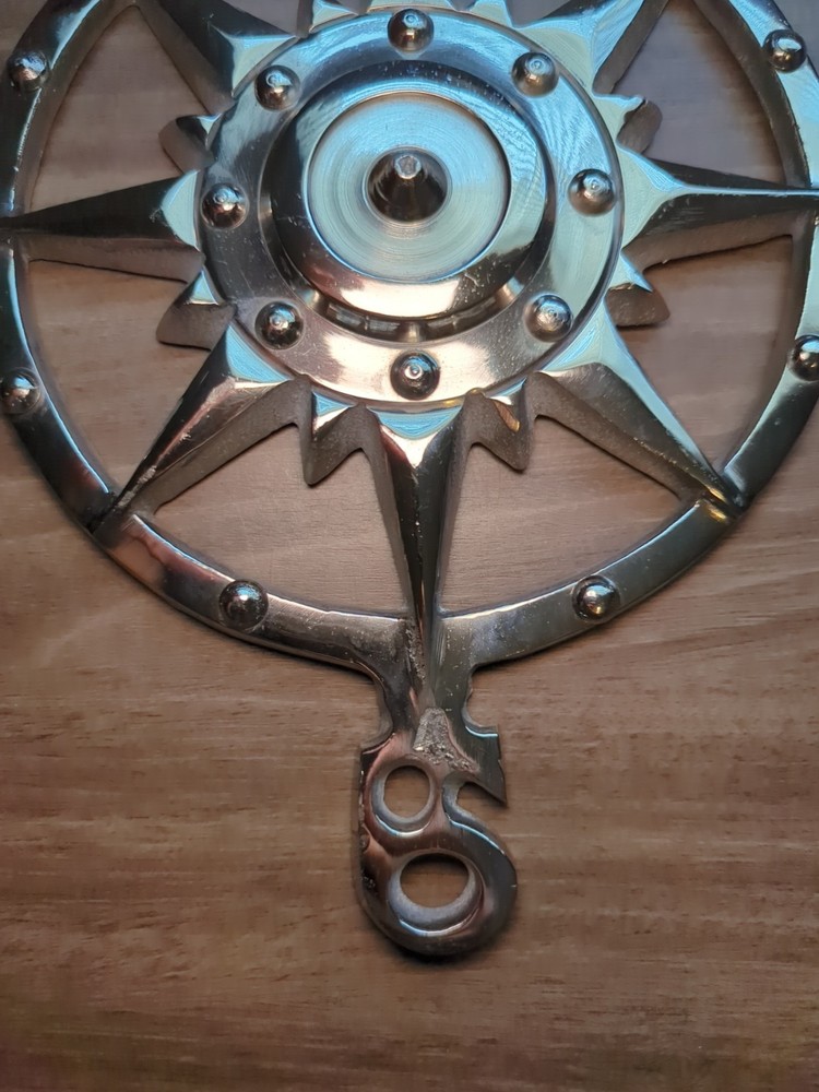 Solid Casted Aluminum Star Rose Nautical Directional Compass Wall Hanging 11.5"