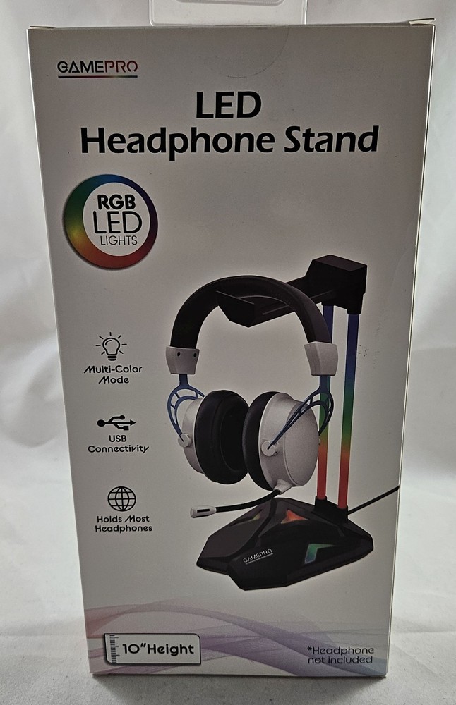 Game Pro 10” LED Headphone Stand with USB Connectivity