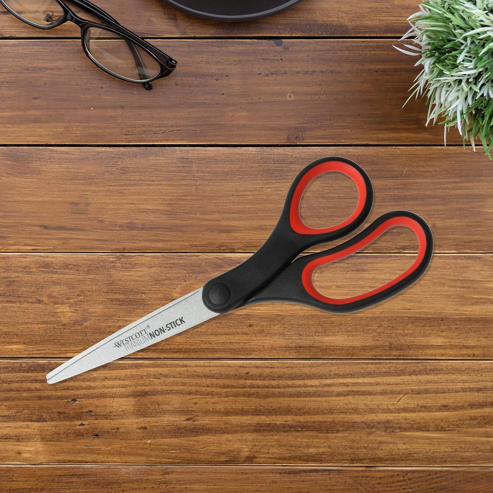 8" Titanium-Bonded Non-Stick Scissors, 2-Pack, Black and Red