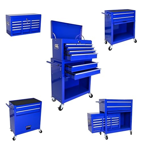 Rolling Tool Chest, 8 Drawers Rolling Tool Chest with Wheels, Portable Blue