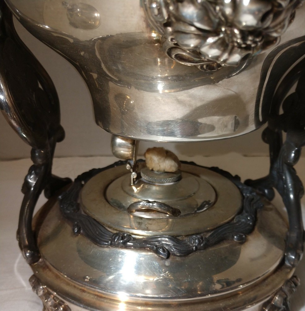 VTG Sheridan Silver Platted Tilt Tea Coffee Pot Stand Warmer Burner 3 pcs