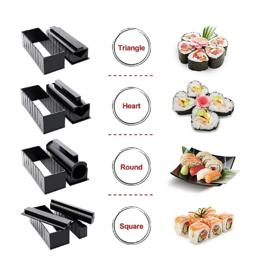 DIY Sushi Making Kit Sushi Roller Rice Ball Mold Accessories