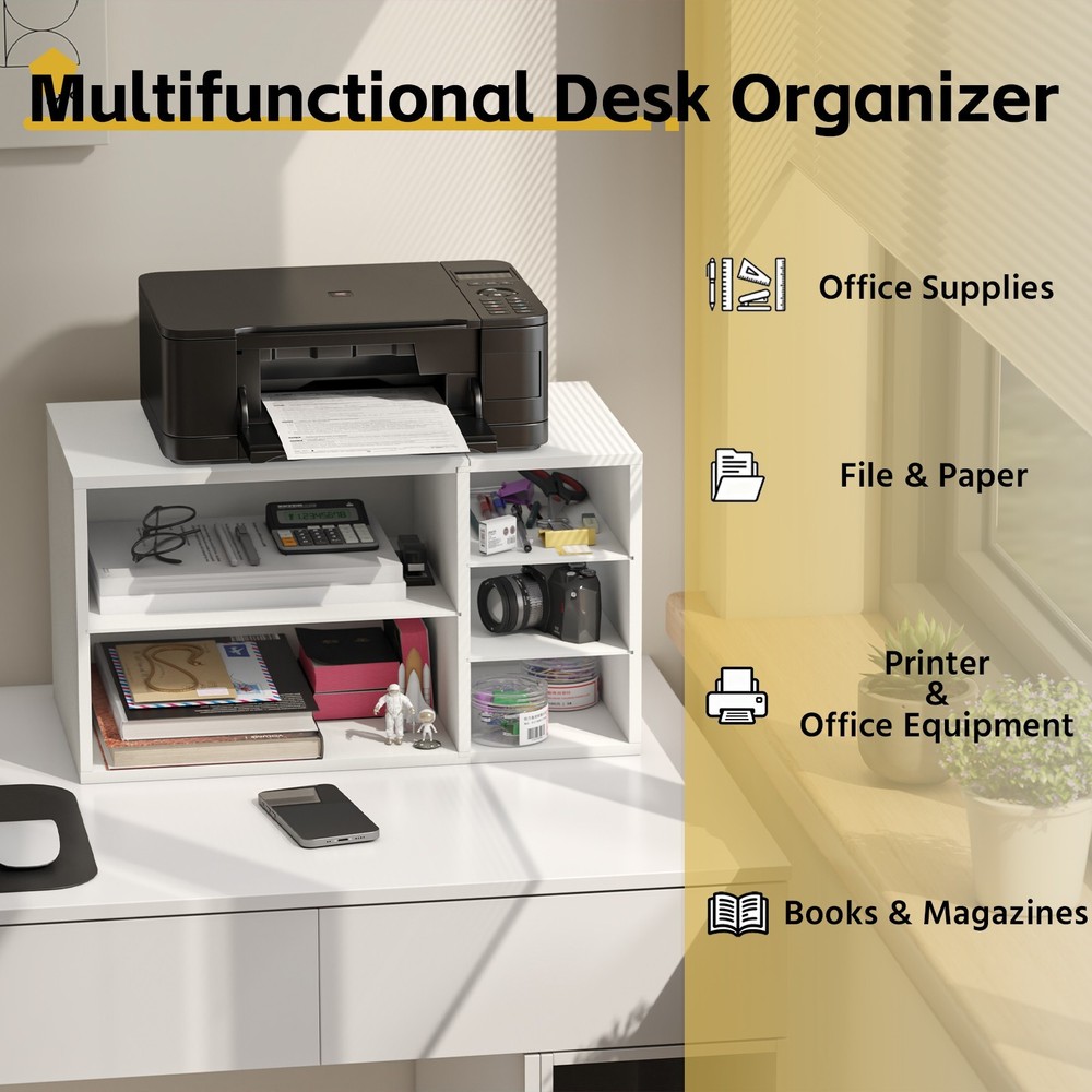 Printer Stand with Storage for Desk Large Desktop Printer Stand Desk Organizer.