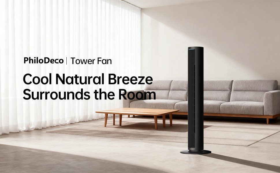 PHILODECO Tower Fan 40 Inch Bladeless Fan 80 ° Oscillating Fan Silent Remote New
