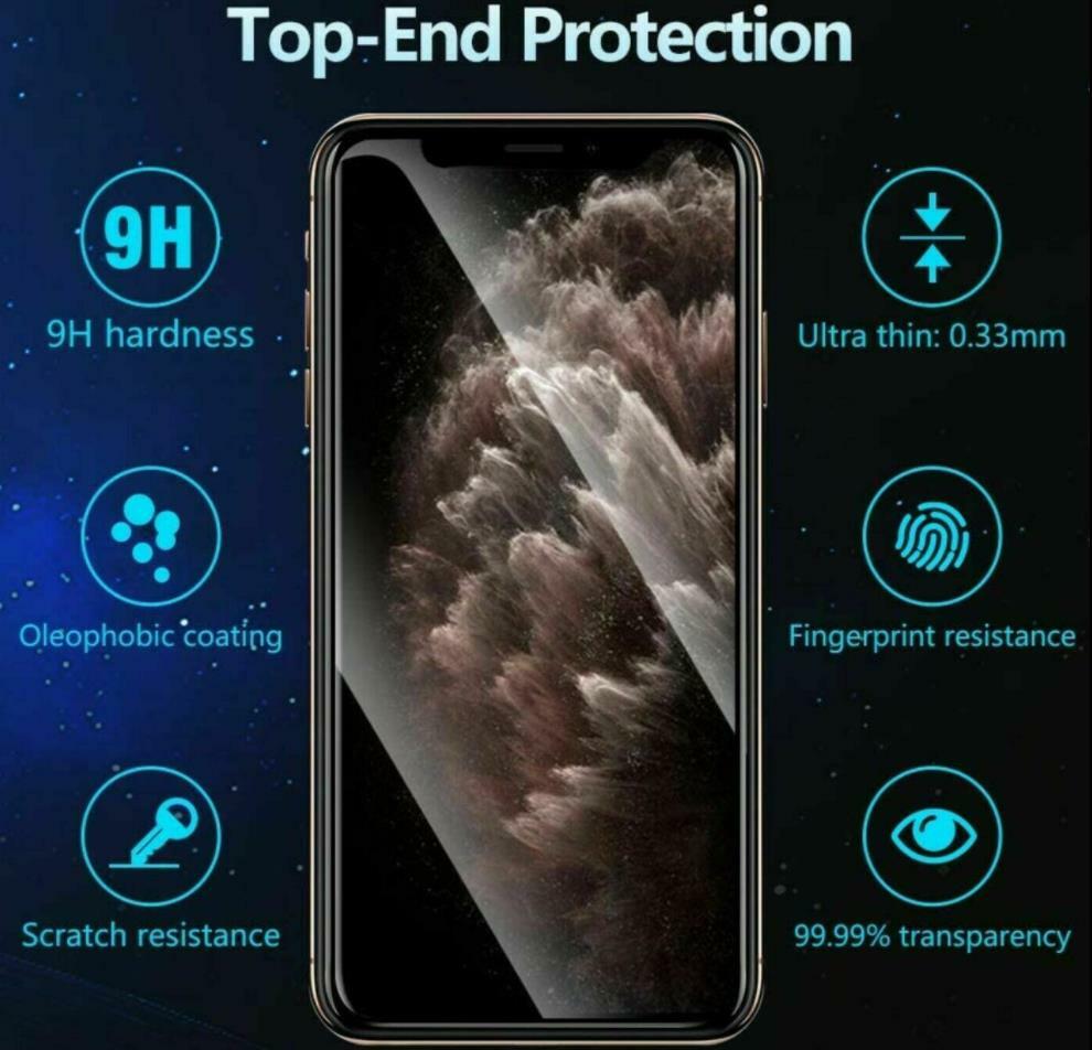 3x Full Coverage Tempered Glass Screen Protector For iPhone X Xs 11 12 Pro MAX