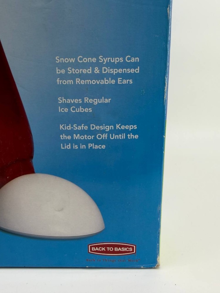 Disney Ice Shaver Snow Cone Maker Back To Basics Machine w Box Tested
