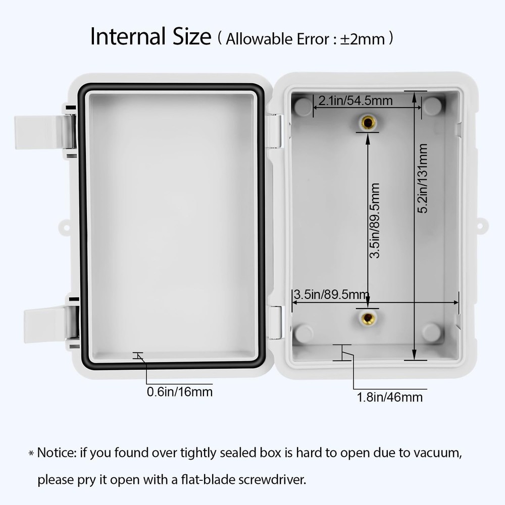 Junction Box, ABS Plastic, IP65 Waterproof Dustproof Universal Electrical Enc...