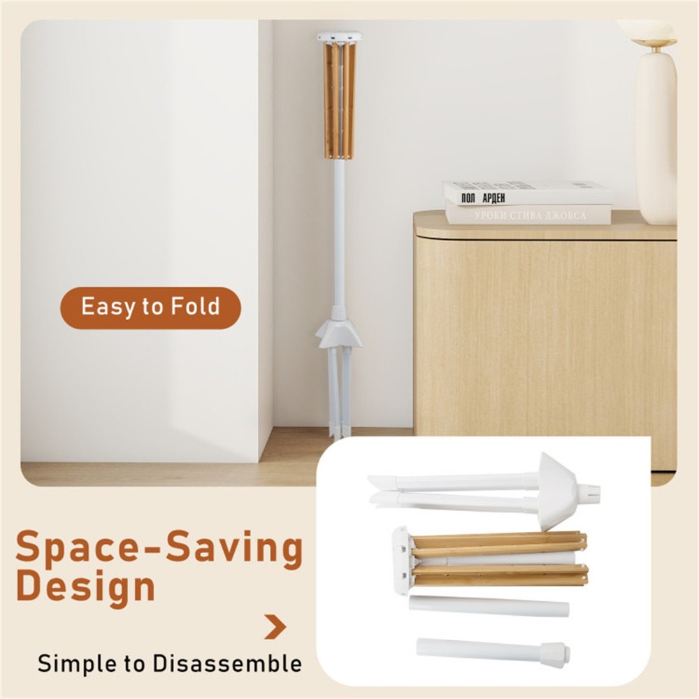 Foldable Bamboo Clothes Drying Rack with 40 Hanger Slots, Space Saving Laundry D