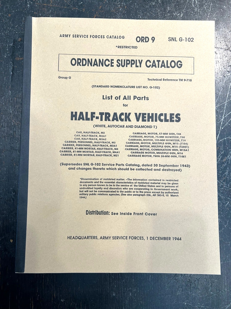 WWII US Halftrack Manual Set