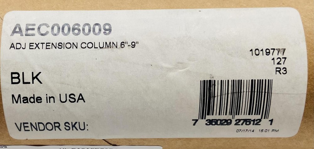 PEERLESS AV AEC006009 BLK ADJ EXTENSION COLUMN 6"-9"