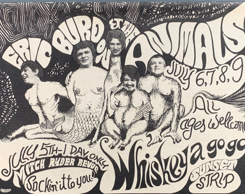 ERIC BURDON & THE ANIMALS 1967  POSTER STYLE CONCERT ADVERT WHISKEY A GO-GO