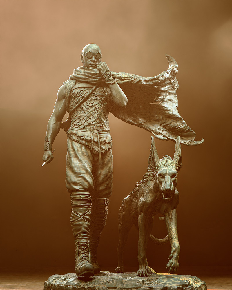 Riddick With Jackal 3D Printed Kit Unpainted/Unassembled