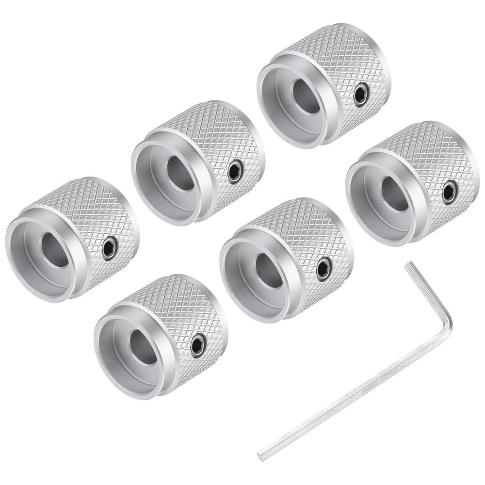 6PCS Guitar Knobs Metal, Volume Tone Control Dome Knobs 1/4" x 5/8", Silver