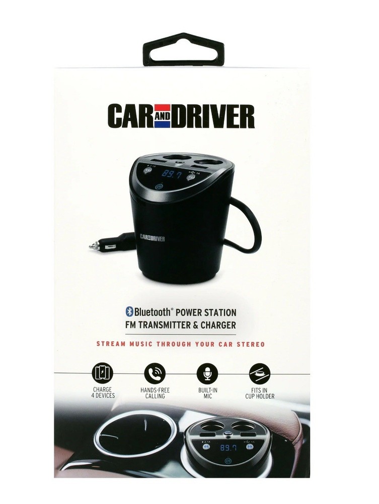 2 Pack Car And Driver Bluetooth Power Station FM Transmitter & Charger