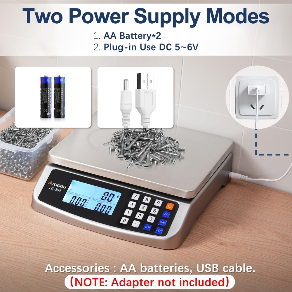 66lb Food Scale Commercial Kitchen Scale with Price Computing Plug-in Usable ...