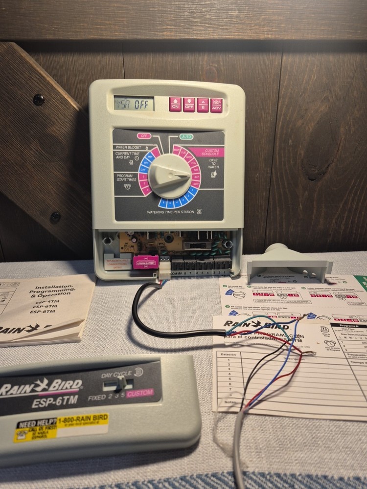 Rain Bird ESP-6Si 6 Zone Sprinkler Timer With Controller Power Adapter*READ*