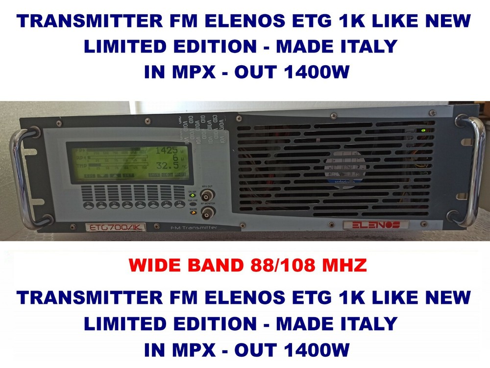 Broadcast Professional Transmitter FM Elenos ETG 1400 watt - 88-108 Mhz