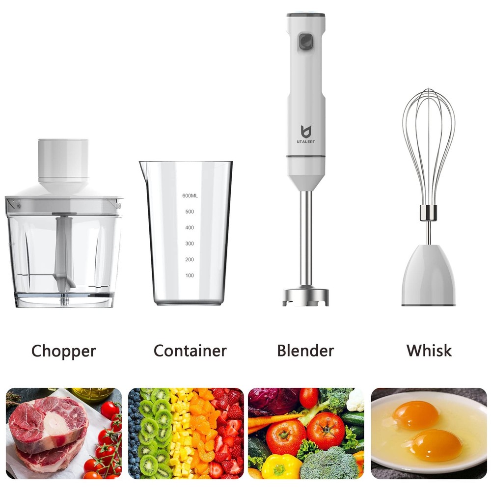 Cordless Hand Blender, Variable Speed Immersion Blender Rechargeable, with 50...