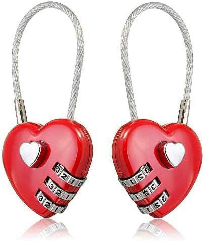 2PCS Mini Heart Combination Padlock 3-Digit Code Lock for Bags Backpacks