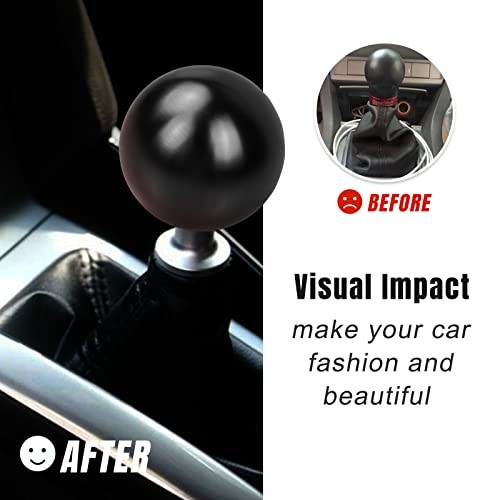 Universal Round Ball Gear Shift Knob,Chrome Finish Aluminum Shifter Knobs Black