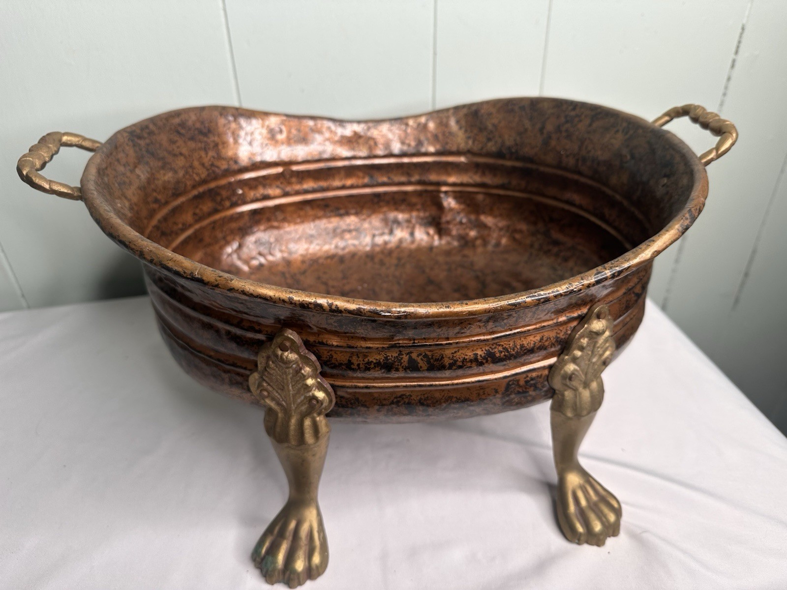 Brass Footed Bowl 16x8" France