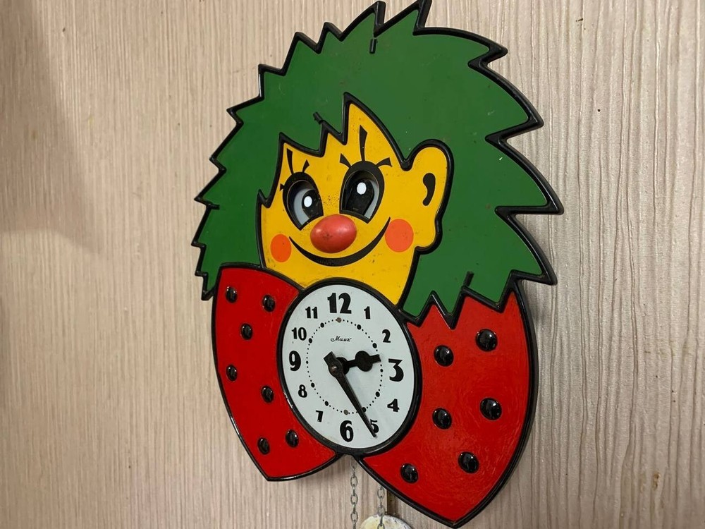 Vintage Clock Soviet Mechanical Clock Working Soviet CLOWN Wall Clock