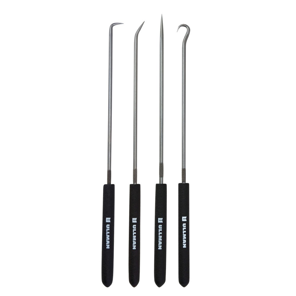 Ullman 4pc Hook Pick Set 9 in Long Straight Right Angle Complex USA MADE CHP4-L