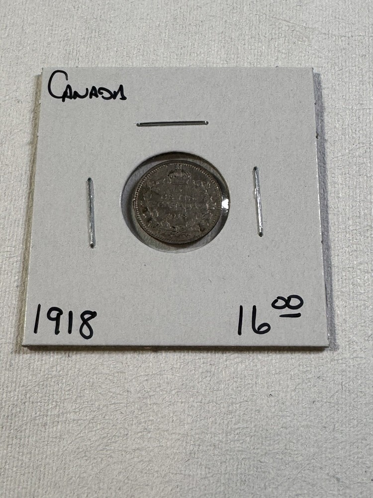 1918 Canada 5 Cents Small Silver Coin