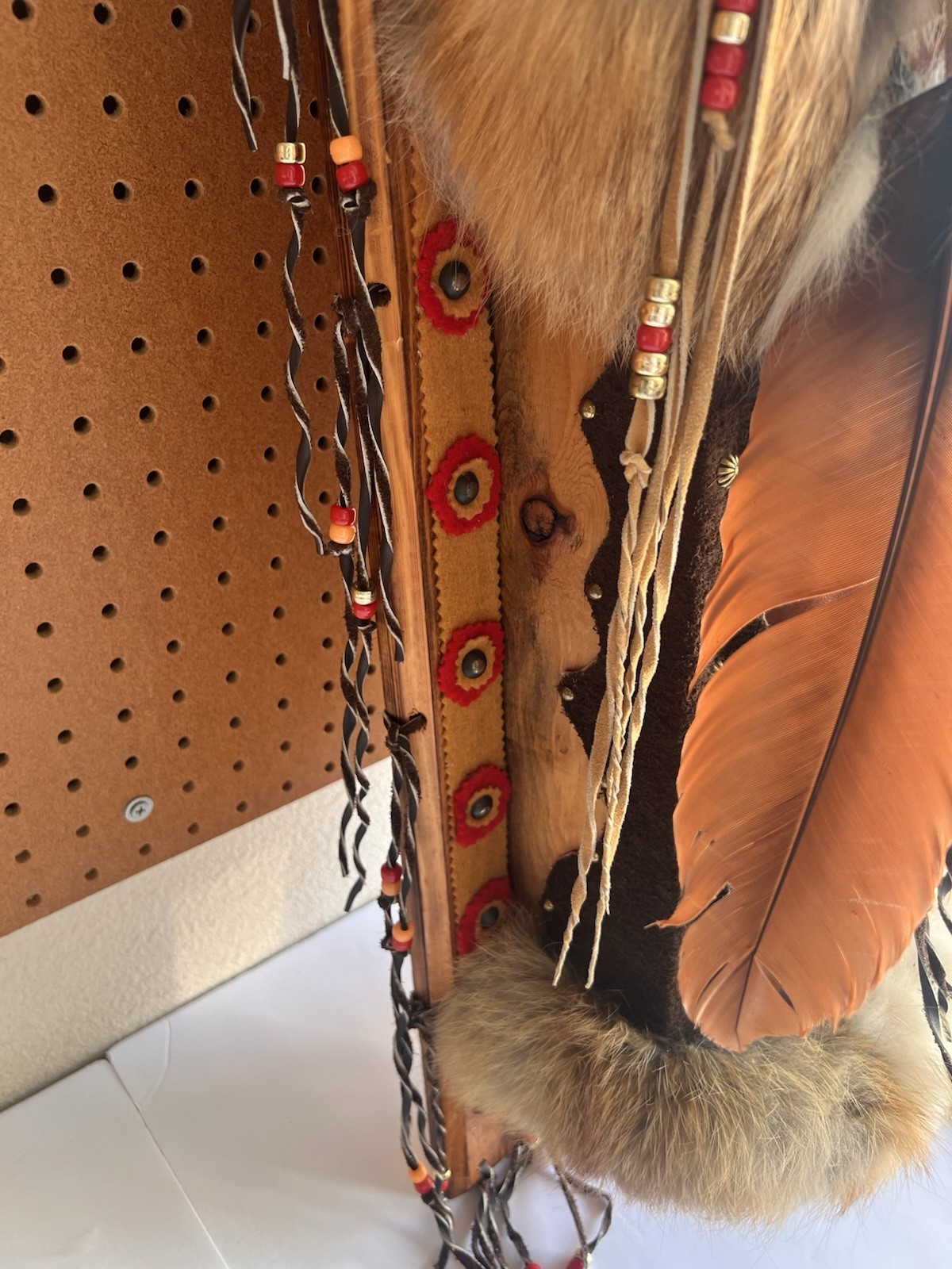 Native American A Papoose/Cradle Board Hand Made 'Coyote Woman' 38" Heavy