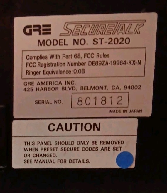 GRE America Secure Talk ST-2020 Speech Device (De-Scrambler) Rare Vintage - New?